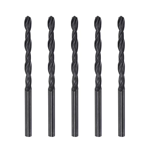 uxcell 6542 High Speed Steel Straight Shank Twist Jobber Drill Bit, Fully Ground Black Oxide Drill Bits 4.3mm Drill Diameter 75mm Total Length 5 Pcs