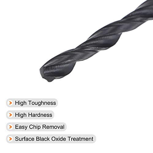 uxcell 6542 High Speed Steel Straight Shank Twist Jobber Drill Bit, Fully Ground Black Oxide Drill Bits 4.3mm Drill Diameter 75mm Total Length 5 Pcs