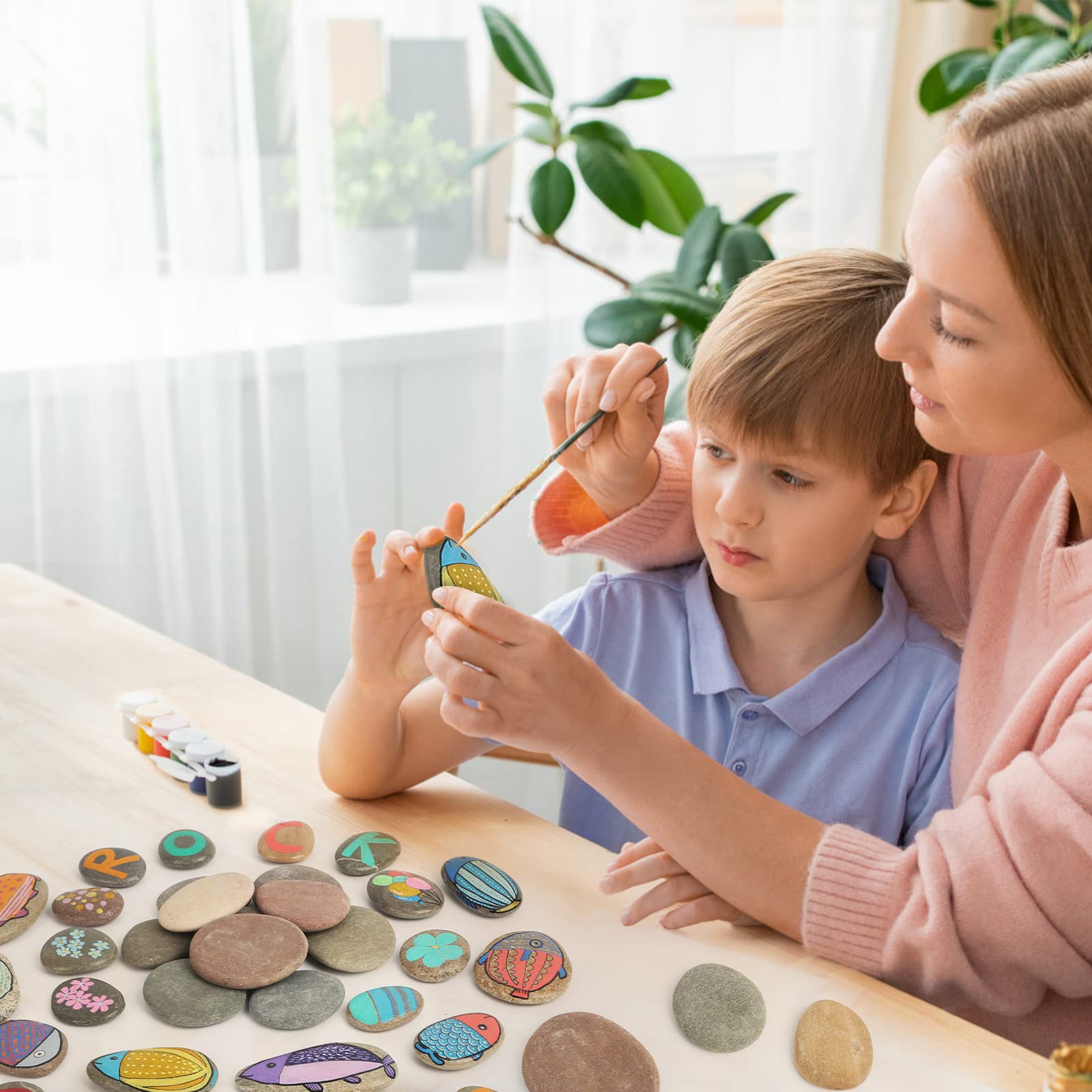 22PCS Large Painting Rocks,Flat and Smooth,Multi-Color Painting Stones,2"-3.5" inches Stones for Arts & DIY, Mandala and Kindness Rocks,Hand Picked,Perfect for Kids Party,Crafts and Decoration