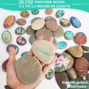 22PCS Large Painting Rocks,Flat and Smooth,Multi-Color Painting Stones,2"-3.5" inches Stones for Arts & DIY, Mandala and Kindness Rocks,Hand Picked,Perfect for Kids Party,Crafts and Decoration