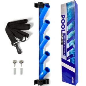 aquatix pro pool accessory holder, hanger & organizer, complete kit, 110lbs holding power, best for swimming pool pole, brush, skimmer & vacuum head, caddy for all accessories & attachments, rustproof