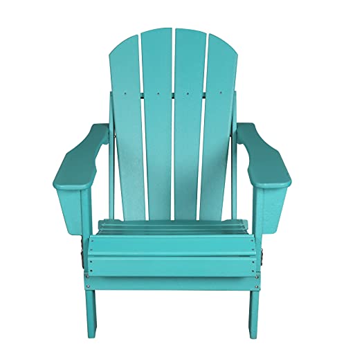 SFYLODS Folding Adirondack Chair Patio Chairs Lawn Chair Outdoor Chairs Heavy Duty Weather Resistant for Patio Deck Garden, Backyard Deck, Fire Pit & Lawn Furniture Porch and Lawn Seating - Turquoise