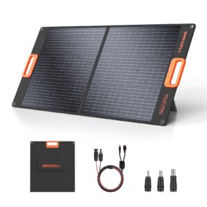 grecell 100w portable solar panel for power station generator, 20v foldable solar cell solar charger with mc-4 high-efficiency battery charger for outdoor camping van rv trip
