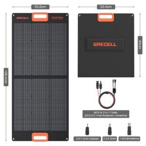 GRECELL 100W Portable Solar Panel for Power Station Generator, 20V Foldable Solar Cell Solar Charger with MC-4 High-Efficiency Battery Charger for Outdoor Camping Van RV Trip