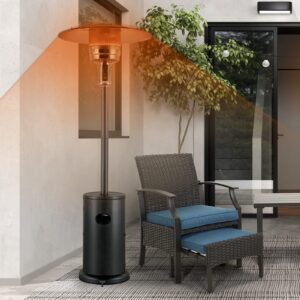 GRAND PATIO Outdoor Propane Heater with Wheels, 48,000 BTU Freestanding Mushroom 7' Powdercoated Steel LP Patio Heater with protective cover, Graphite