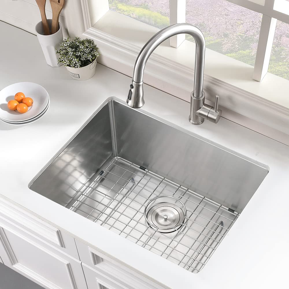 Stainless Steel Undermount Utility Sink-Hovheir 24"x19"x12" Deep Undermount Stainless Steel Laundry Sink Undermount Kitchen Sink 16 Gauge Single Bowl Laundry Room Sink Outdoor Sink