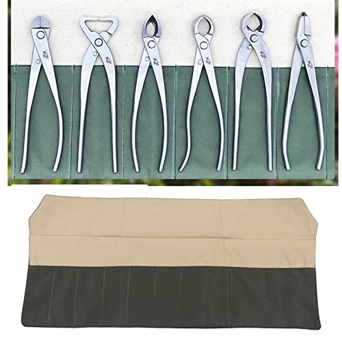 Pwshymi Garden Tool Roll Bag, Bonsai Tools Bag Waterproof Canvas Multifunction Durable Compact Bonsai Tool Storage Bag