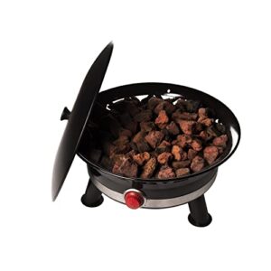 camp chef ponderosa fire pit - portable & propane campfire fire pit with lava rock - comes with lid for camping gear - 24"