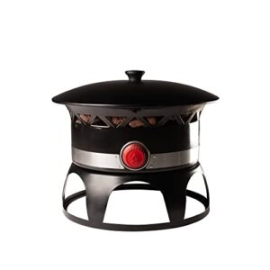 camp chef redwood fire pit - portable & propane campfire fire pit with lava rock - comes with lid for camping gear - 18"