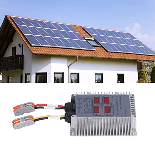 Solar Charge Controller, Boost MPPT 24‑85V Voltage LED Display Adjustable Waterproof Solar Panel Regulator, Multiple Protections Solar Controller for Lithium, Acid, Sealed, Gel, Flooded(400W)