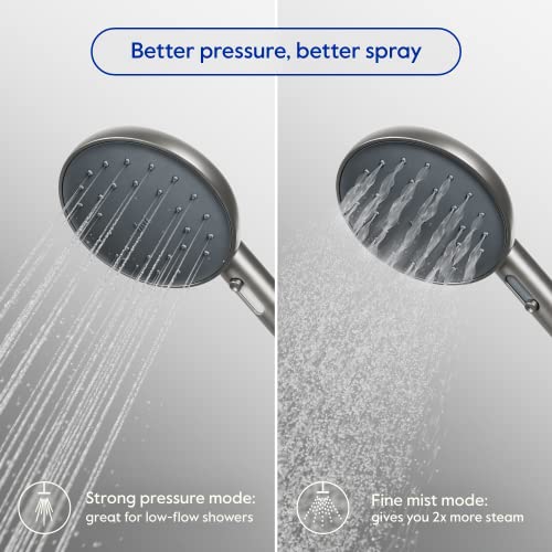 hai Smart Shower Head, Bluetooth Handheld Water Saving Showerhead with Adjustable High Pressure to Spa-Like Mist, Stainless Steel, Easy Installation, Customizable LED Lights, Persimmon, 1.8 GPM