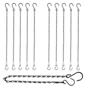 rifny hanging chains with hooks, 10 pieces 19 inch black chain for hanging bird feeders planters baskets billboards lanterns wind chimes ornaments outdoor/indoor use（19inch 10pcs