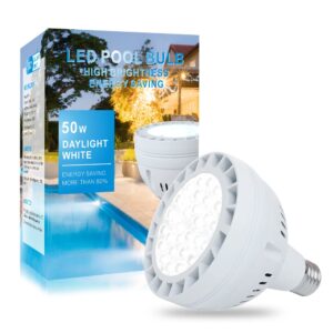 led pool light for inground pool, 12v 50w 5000lm daylight white swimming pool led light bulb replacement for 300~800w traditional bulb, fit in for pentair and hayward pool light fixtures