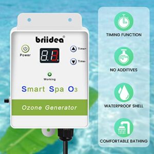 Spa Ozone Generator, Briidea Hi-Output Hot Tub Ozonator with Countdown Timer for Any Tubs or Spas, Chemical Free, Increase Your Comfortable Bath