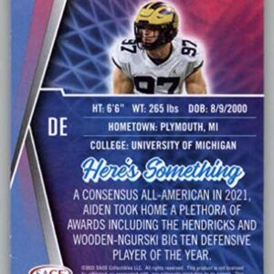 2022 Sage High Series Silver #189 Aidan Hutchinson Michigan RC Rookie Football Trading Card