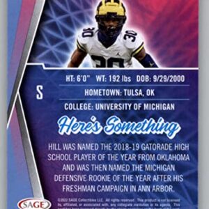 2022 Sage High Series #165 Daxton Hill Michigan RC Rookie Football Trading Card