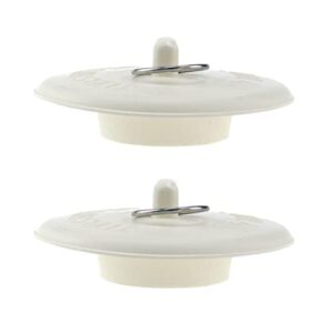 faotup 2pcs rubber sink drain stoppers white drain stoppers universal bathtub stoppers with pull ring for bathroom, 1-1/2 inch