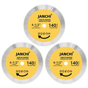 3pack 6-1/2 inch 140t circular saw blade, plywood, osb, paneling and vinyl siding fast and smooth cutting saw blade 5/8 inch arbor.