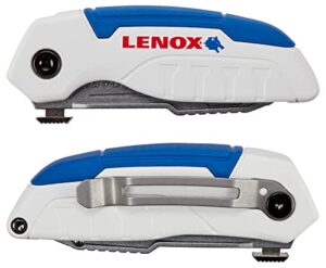 lenox tools utility knife, 3-blade, retractable, foldable and portable, blade storage (lxht10600​)