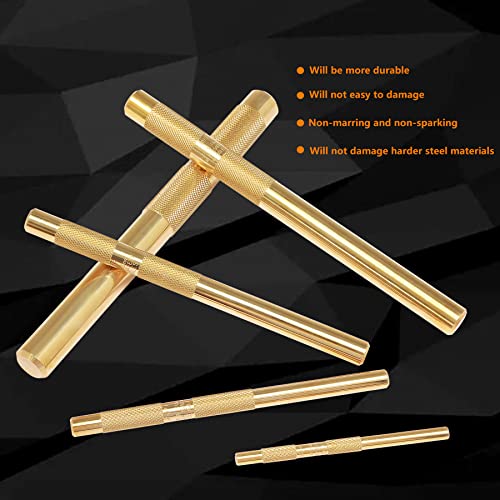 Brass Drift Punch Tool Set 5 Piece with 1/4 Inch, 3/8 Inch, 1/2 Inch, 5/8 Inch, 3/4 Inch Drift Punches