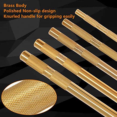 Brass Drift Punch Tool Set 5 Piece with 1/4 Inch, 3/8 Inch, 1/2 Inch, 5/8 Inch, 3/4 Inch Drift Punches