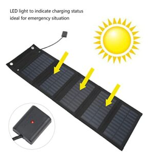 Folding Solar Panel, 25W Solar Panel Folding Pack IP65 Waterproof Anti Oxidation with USB Cable for Surveillance Cameras Laptops