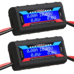 yunsailing 2 pcs high precision watt meter power analyzer battery consumption performance monitor power monitor with backlight digital lcd screen(no 45 amp power grade connector, 150a/60v)