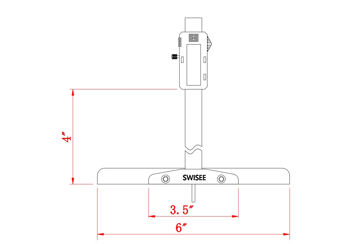 SWISEE Extended Measuring Claw Digital Depth Caliper Long Jaw Caliper ​Measuring Tool,Depth Gage Accuracy:0.0005"/ 0.01mm, Jaw Detachable(4"/100mm)