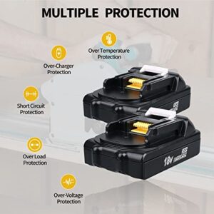 Mingsci 2 Pack 3.0Ah BL1815 Battery Replacement for Makita 18V Battery Lithium ion BL1830B BL1815N BL1820 BL1820B BL1830 BL1840 BL1840B BL1850 BL1840B BL1860 BL1840B