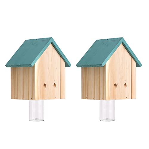 GAW Nature Wood Cabin Style Carpenter Bee Traps for Outdoors, 2 Pack Best Wooden Bee Trap for Outside