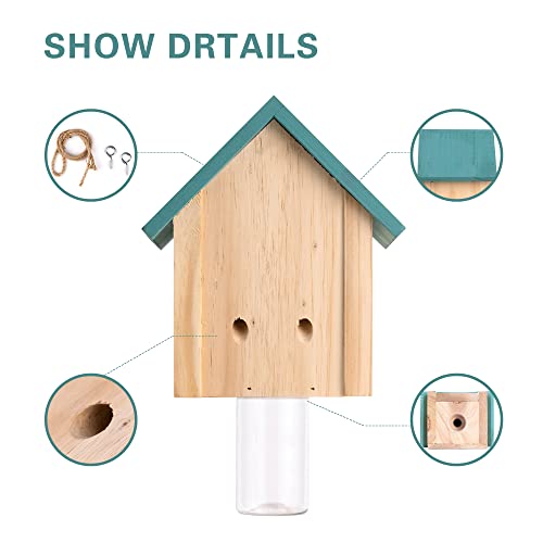 GAW Nature Wood Cabin Style Carpenter Bee Traps for Outdoors, 2 Pack Best Wooden Bee Trap for Outside