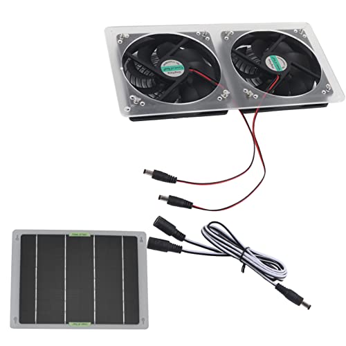 DAUERHAFT 100W Solar Powered Fan, Powerful Solar Fan Kit & Solar Powered Air Conditioner for Outside, Compact Solar Exhaust Fan & Chicken Coop Fan for Greenhouses, Doghouses, Sheds