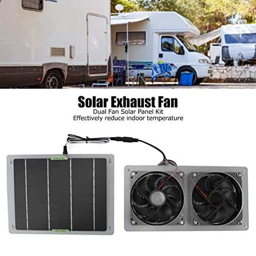 DAUERHAFT 100W Solar Powered Fan, Powerful Solar Fan Kit & Solar Powered Air Conditioner for Outside, Compact Solar Exhaust Fan & Chicken Coop Fan for Greenhouses, Doghouses, Sheds