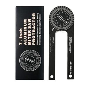 smolder miter saw protractor, 7.3” aluminum angle finder for woodworking metalworking and all building trades (protractor with laser engraved)