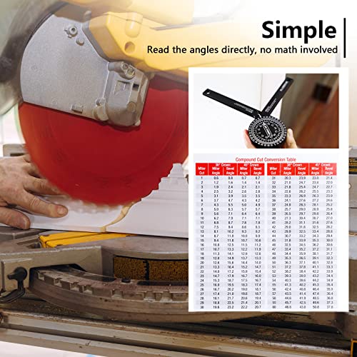 Smolder Miter Saw Protractor, 7.3” Aluminum Angle Finder for Woodworking Metalworking and All Building Trades (Protractor with Laser Engraved)