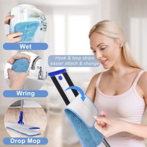 18" Professional Microfiber Mop Floor Cleaning mop, Flat Mop with Stainless Steel Handle,4 Reusable Washable Mop Pads and mop Pads Brush,Microfiber Mop for Hardwood, Laminate, Tile Floor Cleaning