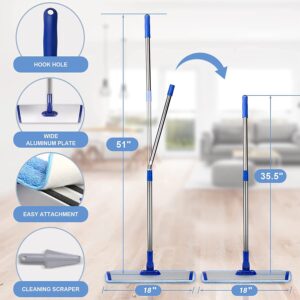 18" Professional Microfiber Mop Floor Cleaning mop, Flat Mop with Stainless Steel Handle,4 Reusable Washable Mop Pads and mop Pads Brush,Microfiber Mop for Hardwood, Laminate, Tile Floor Cleaning