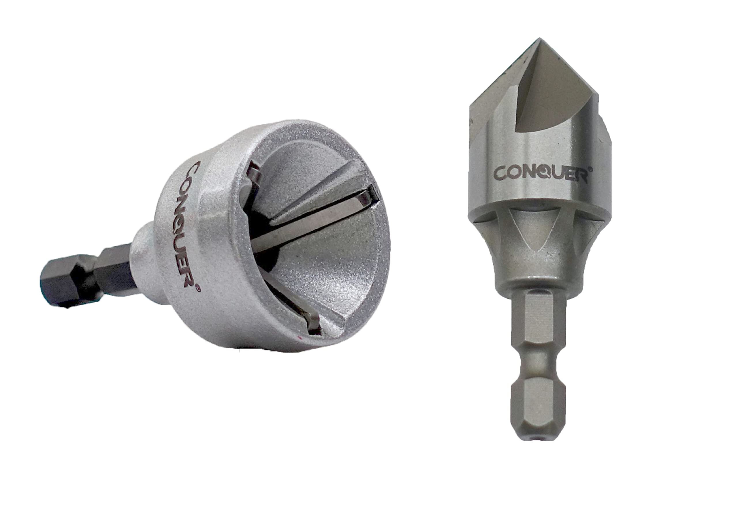 CONQUER Tools 2PCS Deburring Chamfer Tool Set, Deburring External Drill Bit, Countersink Drill Bit for Fit 1/8"-3/4"(3mm-19mm)