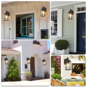 Pia Ricco Outdoor Wall Lights, Matte White Exterior Light Fixtures with Clear Glass Shade, Waterproof Front Porch Lighting, Modern Sconces Lantern for Outside, House, Garage, E26 Socket, ETL Listed