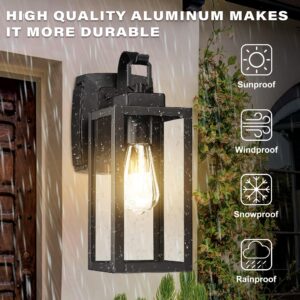 Pia Ricco Outdoor Wall Lights, Matte White Exterior Light Fixtures with Clear Glass Shade, Waterproof Front Porch Lighting, Modern Sconces Lantern for Outside, House, Garage, E26 Socket, ETL Listed