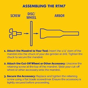 Rotary Thread RTM7 Mandrel - Essential for Die Grinder Accessories & Cut-Off Wheels, 3/8" Arbor Hole & 1/4" Stem, Ideal for Holding Die Grinder Bits - Durable Metalworking Tool (2)