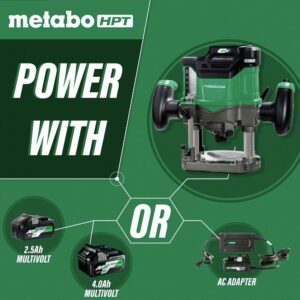 Metabo HPT 36V MultiVolt™ Cordless Plunge Router | Tool Only - No Battery | Includes 1/2-Inch and 1/4-Inch Collets | Variable Speed | Optional AC Adapter | M3612DAQ4