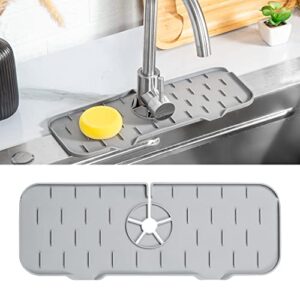 phoenix gemini kitchen sink drip catcher - silicone faucet mat - kitchen sink protectors - kitchen sink splash guard - (dcgrey)