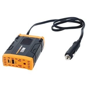 powerdrive pwd120 120 watt power inverter slim 12v dc to 110v ac with outlet and 2 usb ports