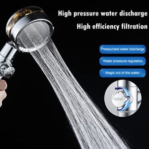 CWPW High Pressure Shower Heads, Handheld Turbo Fan Shower, Hydro Jet Shower Head with 79 Inch Hose,Bracket,Cotton Filters and Bath Loofah, One Key Pause Switch 360 Degrees Rotating (Blue with hose)