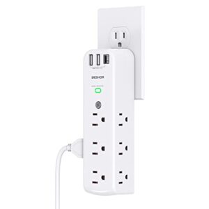 outlet extender, multi plug outlet, 9ac surge protector with 3 usb ports(1 usb c outlet), wall plug expander, usb wall charger outlet splitter, compact for travel, home, dorm room, and office…