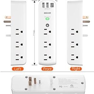 Outlet Extender, Multi Plug Outlet, 9AC Surge Protector with 3 USB Ports(1 USB C Outlet), Wall Plug Expander, USB Wall Charger Outlet Splitter, Compact for Travel, Home, Dorm Room, and Office…