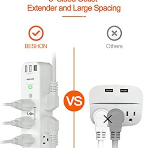 Outlet Extender, Multi Plug Outlet, 9AC Surge Protector with 3 USB Ports(1 USB C Outlet), Wall Plug Expander, USB Wall Charger Outlet Splitter, Compact for Travel, Home, Dorm Room, and Office…