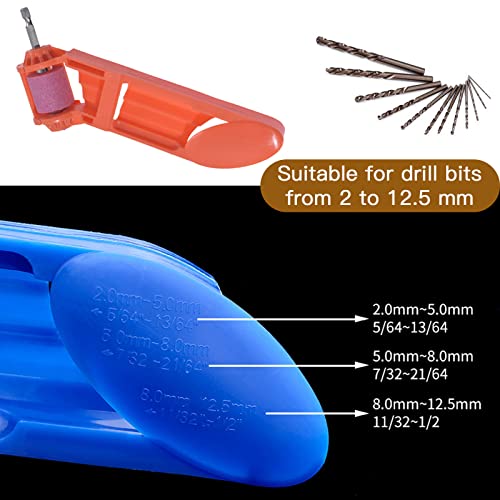 Joyangy 2Pcs Drill Bit Sharpener Diamond Drill Sharpening Bits Tool for Iron Drill Polishing Drill Grinder Grinding Tool Set with 4 Millstone Portable Hand Tool