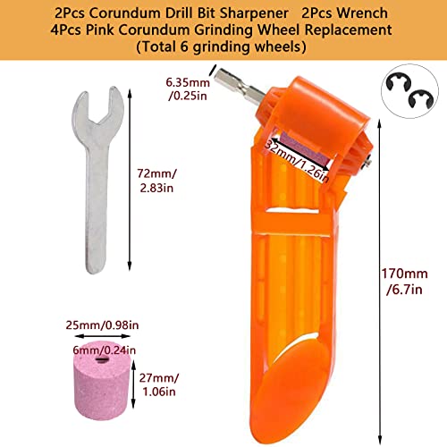 Joyangy 2Pcs Drill Bit Sharpener Diamond Drill Sharpening Bits Tool for Iron Drill Polishing Drill Grinder Grinding Tool Set with 4 Millstone Portable Hand Tool